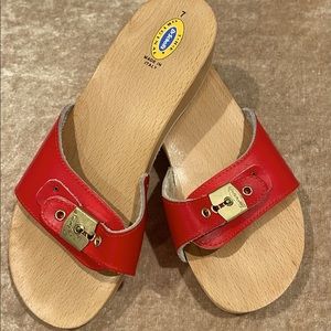 Dr. Scholls Original Sandal Red Leather Size 7 - New